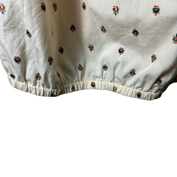 Madewell Gathered Puff-Sleeve Crop top in Sunrise Floral Bone size Large - Picture 4 of 10